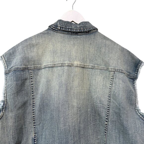 LOGO Lori Goldstein Denim Vest Plus Size 18W Blue Distressed Jean Jacket NEW - Picture 8 of 9